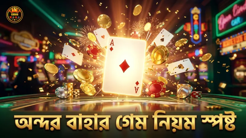 অন্দর বাহার গেমে কার্ড ডিস্ট্রিবিউশন ও বাজির নিয়ম স্পষ্ট।